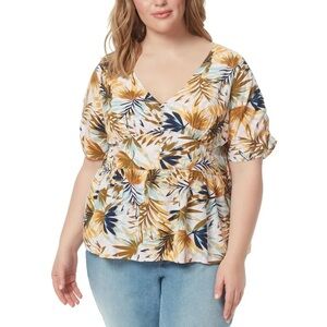 Jessica Simpson Trendy Plus Petra Button Front Top Bay Breeze
